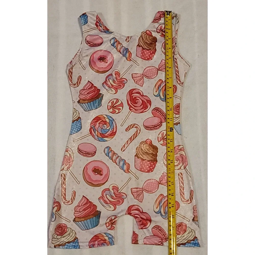 Gymnastics Dance Leotard/Biketard Candy & Sweets Glitter Girls Size 7/8 EU 130